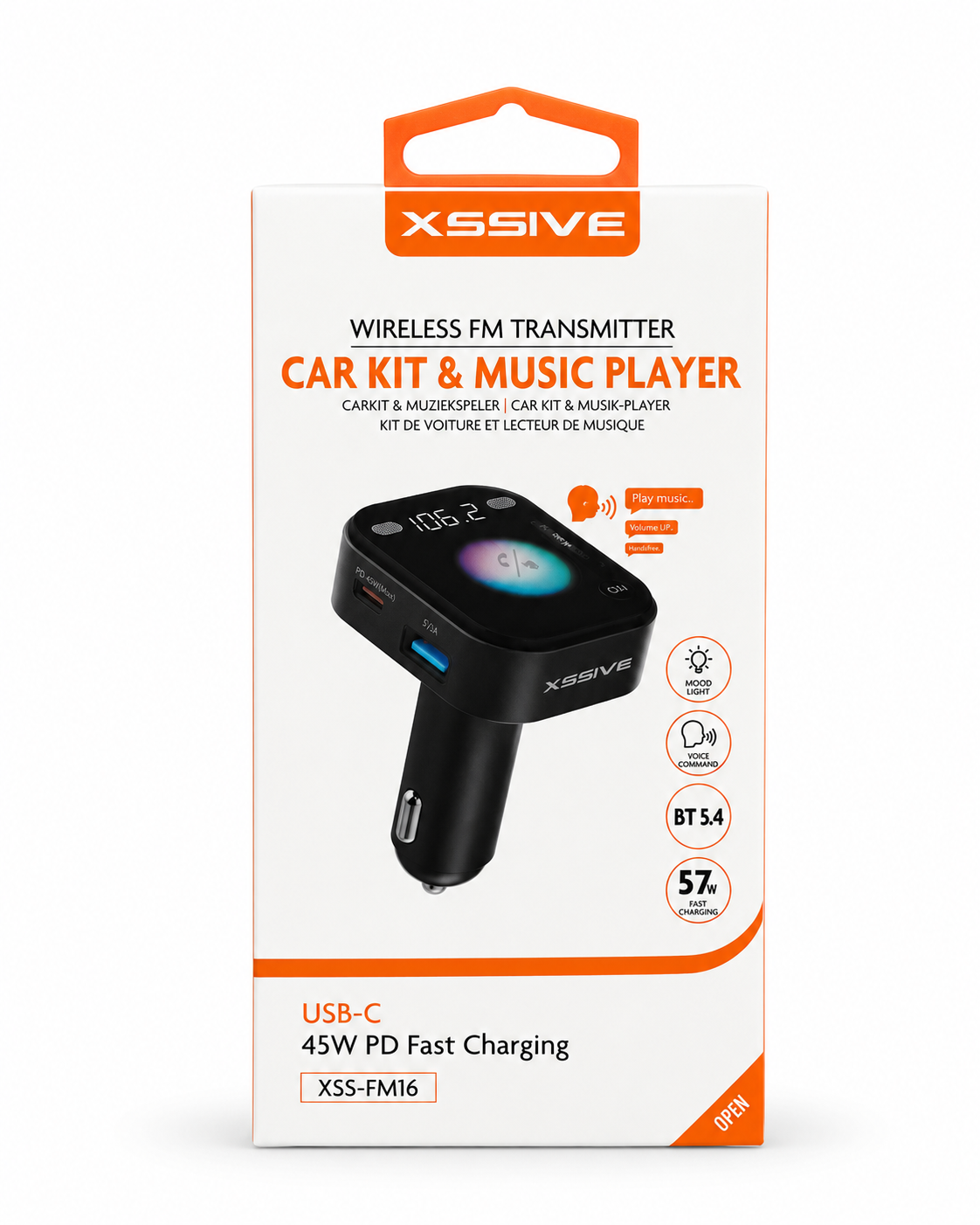 XSSIVE Wireless FM Transmitter Carkit — 45W PD (XSS-FM16)