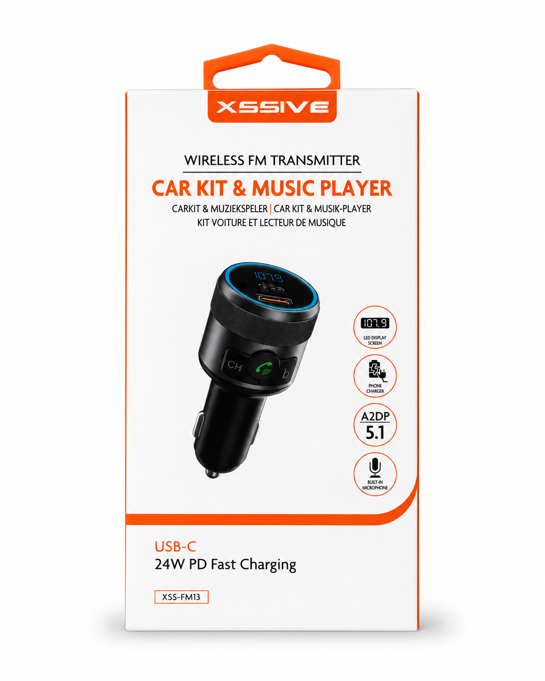 XSSIVE Wireless FM Transmitter Carkit — 24W PD (XSS-FM13)
