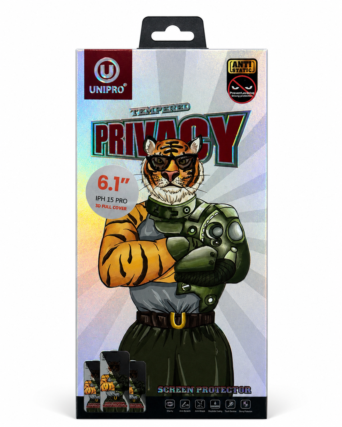 UNIPRO Tempered Privacy Screenprotector — iPhone 15 Pro