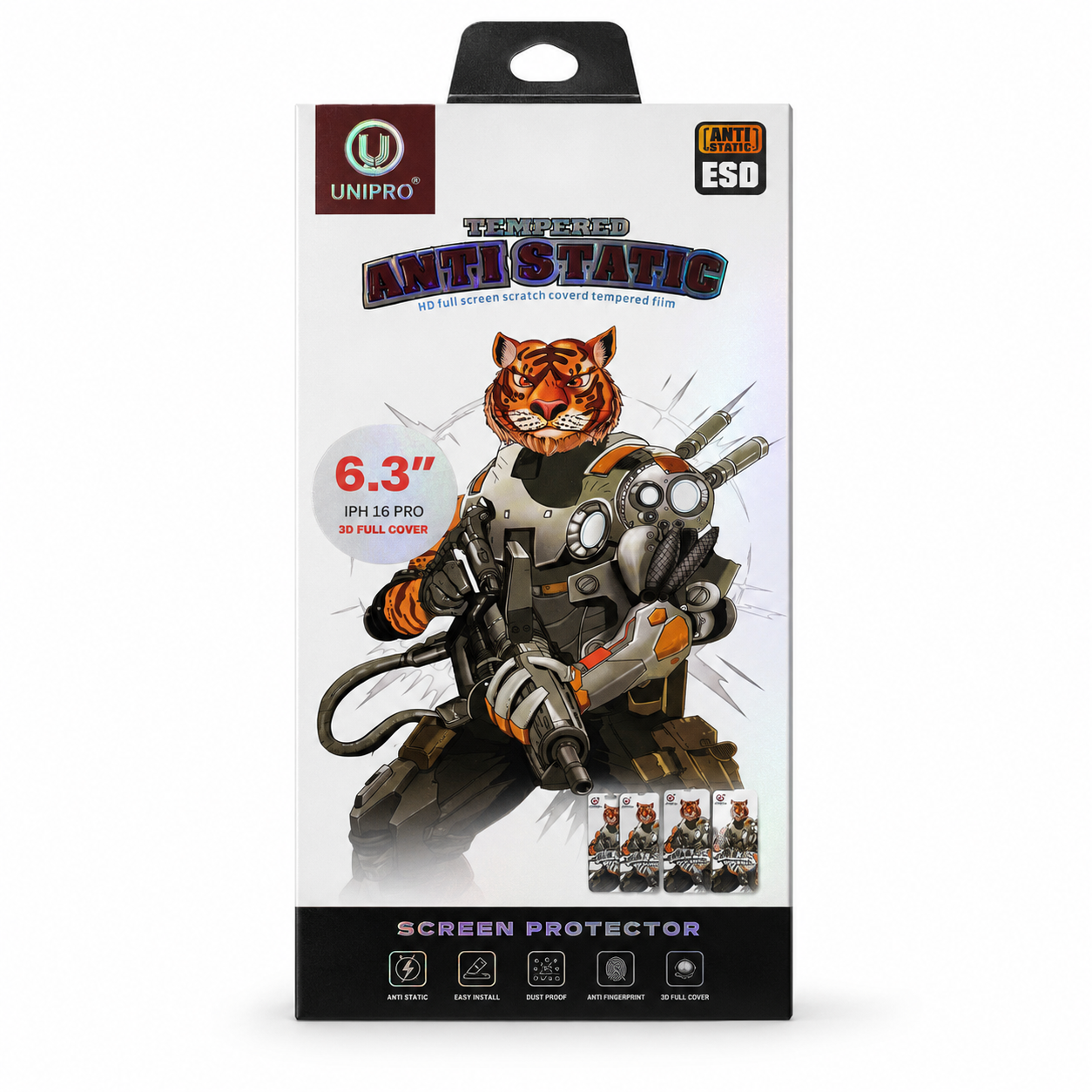 UNIPRO Tempered Anti-Static Screenprotector — iPhone 16 Pro